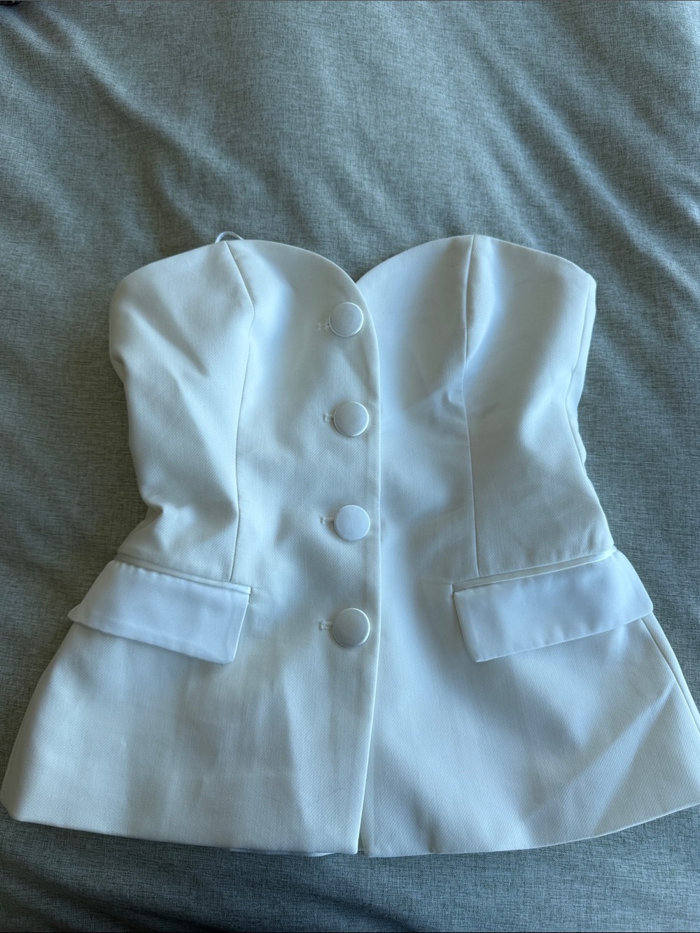 Zara White Strapless Bustier Top